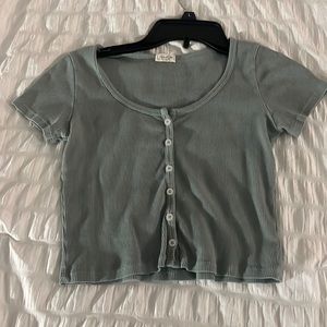 Saige green Brandy Melville crop top button up